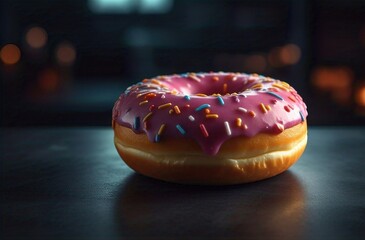 Donut with sprinkles closeup bread bakery food dessert snack