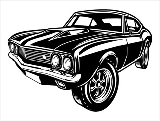 Muscle Car Silhouette Outline Graphic