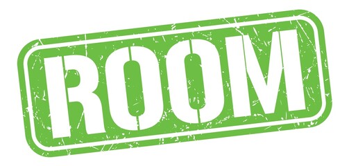 ROOM text written on green stamp sign.