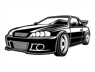 Fototapeta premium Drift Car Silhouette, Sport Car Outline Graphic