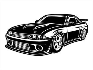 Drift Car Silhouette, Sport Car Outline Graphic