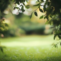 Obraz premium Lush Greenery and Soft Light in a Tranquil Outdoor Setting