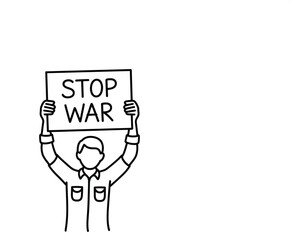Person Holding Stop War Sign Illustration protest peace