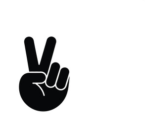 Fototapeta premium Black Hand Gesture Showing Peace Sign on White Background