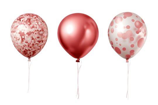 Colorful party balloon element set on transparent background for celebrations, events, and decorations