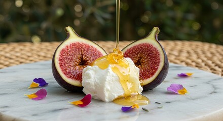 Honey-Drizzled Fig - Whipped Cream & Floral Elegance AI-Generated  
