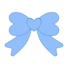 Beautiful vector bow blue color on isolated white background