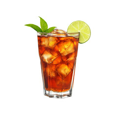 Refreshing Iced Tea with Lime and Mint in a Tall Glass