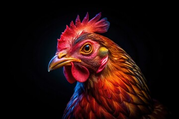 Leghorn Hen Meme, Close Up Night Photography, Bird Portrait, Funny Chicken