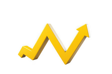 3d yellow arrow upward trend growth success progress chart graphic illustration isolated on transparent background