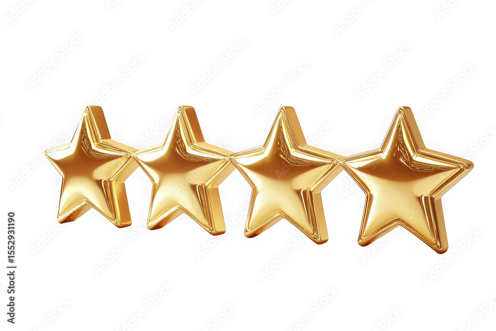 Fototapete high-resolution 3d rendered golden four stars rating system graphic element design resource isolated
