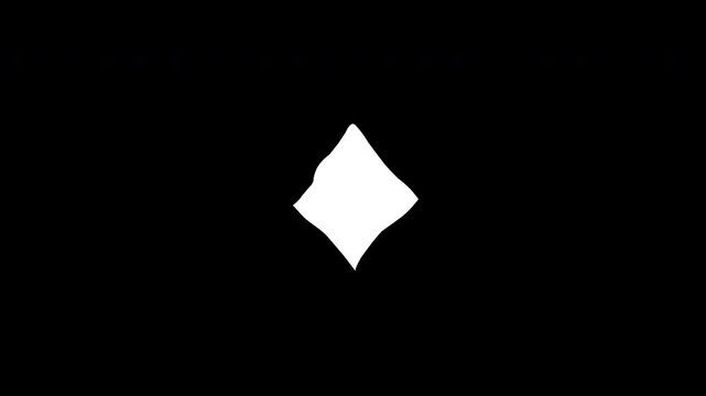 morph of four card suits on black background, gambling animation