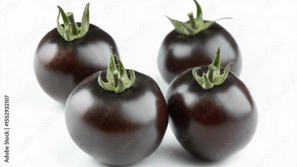 Poster three tomatoes sit atop a white surface, ready for use or display