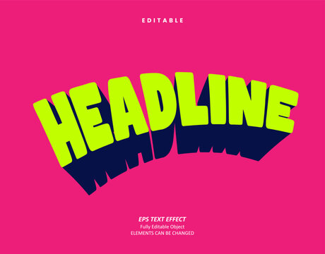 Editable Text Effect Vector of Memphis feed display or game Headline title shadow bold for Display, digital marketing, creative preneur, Agency, game, event