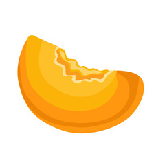 slice of cut fresh juicy orange apricot, fruit slices, healthy vegetarian snack. Vector illustration