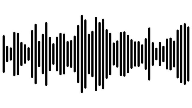 Black audio waveform spectrum animation. Alpha channel, spectrum audio animation, Wave form Audio Isolated on transparent background. Audio spectrum wave effect, waveform beats,