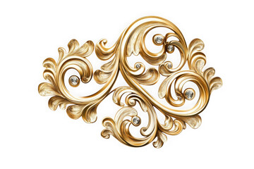 Luxury golden filigree ornament design element, vintage style, floral decoration, swirl, scroll, decorative, victorian, rococo, baroque isolated on transparent background
