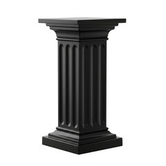 Obraz premium Black classic pedestal with grooved design and sleek finish, traditional decor display isolated on white background
