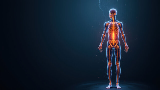 Vagus Nerve Stimulation device with a glowing skeleton of a human body.