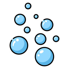 Made in UK  Laundry day fun nine blue bubbles with black outlines vector icon.