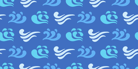 Blue Ocean Waves Seamless Pattern Sea Ornament