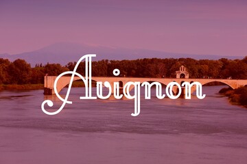 Avignon city name word modern photo postcard