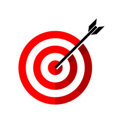 Red circle target shooting bow arrow icon flat vector design