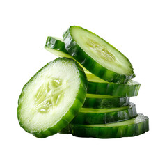 A stack of fresh cucumber slices, showcasing their vibrant green color and crisp texture