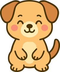 Obraz premium cute cartoon brown dog with floppy ears and smiling face for kids vector animal illustration