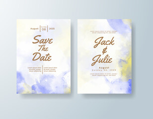 Wedding invitation with abstract splash watercolor