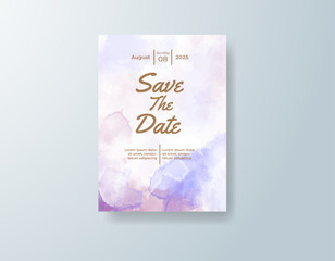 Wedding invitation with abstract splash watercolor