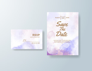 Wedding invitation with abstract splash watercolor