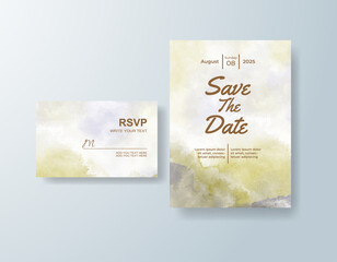 Wedding invitation with abstract splash watercolor