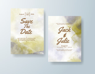 Wedding invitation with abstract splash watercolor