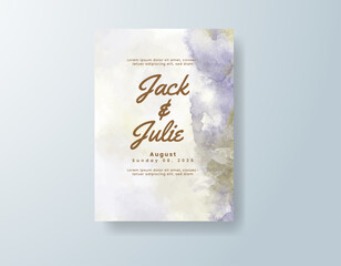 Wedding invitation with abstract splash watercolor