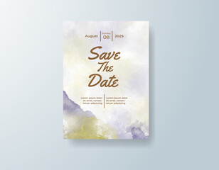 Wedding invitation with abstract splash watercolor