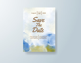 Wedding invitation with abstract splash watercolor