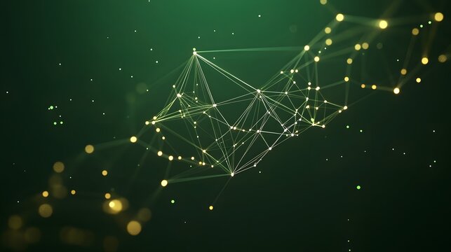 Abstract Green Network Connection Dots Lines