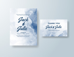 Wedding invitation with abstract splash watercolor