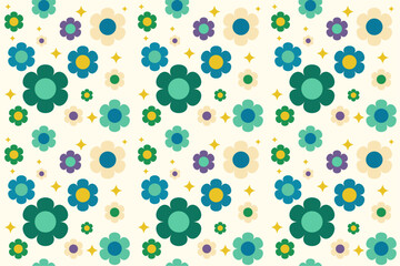 cute summer flower pattern cold colors