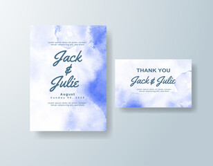 Wedding invitation with abstract splash watercolor