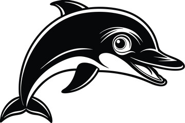 Graceful dolphin shows its gleaming white teeth in this captivating monochrome image