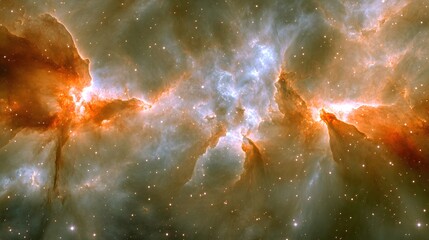 Cosmic Nebula Cloudscape Stellar Space Orange and Blue
