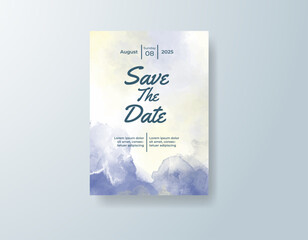 Wedding invitation with abstract splash watercolor
