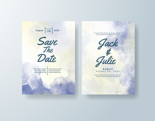Wedding invitation with abstract splash watercolor