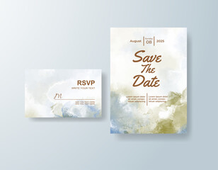 Wedding invitation with abstract splash watercolor
