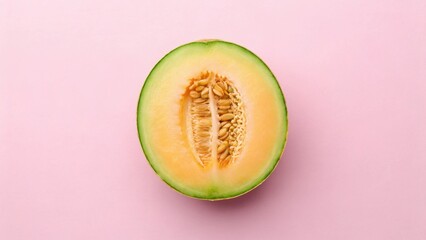 Aesthetic top view photo of fresh melon or cantalo