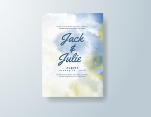 Wedding invitation with abstract splash watercolor