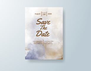 Wedding invitation with abstract splash watercolor
