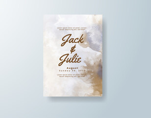 Wedding invitation with abstract splash watercolor